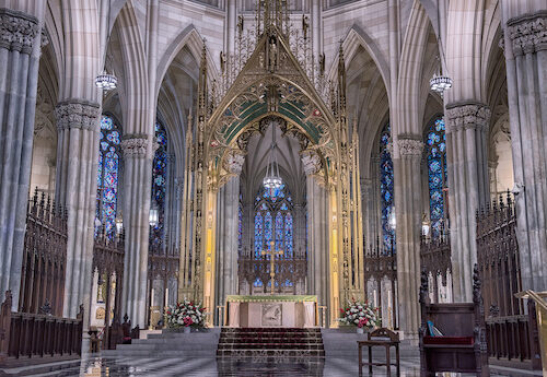 Interior details of St Patrick Cathedral in NY